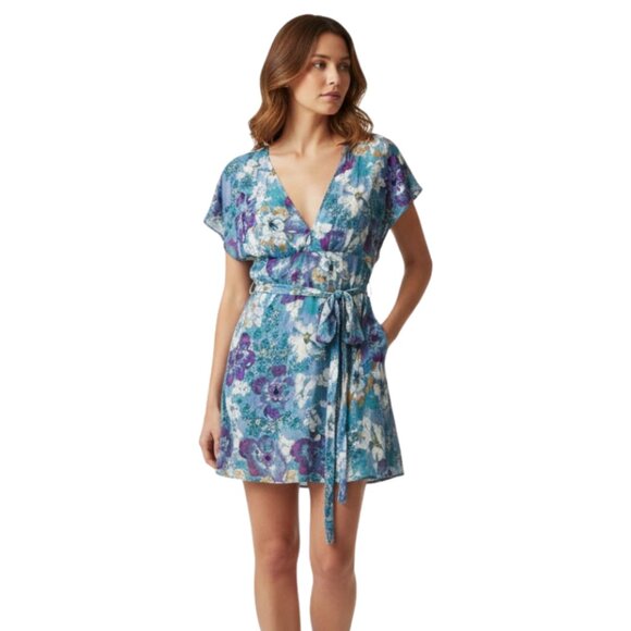 Free People Dresses & Skirts - NWT Free People Women’s Floral Romper Dress Multicolor Boho Tie Waist – Size L